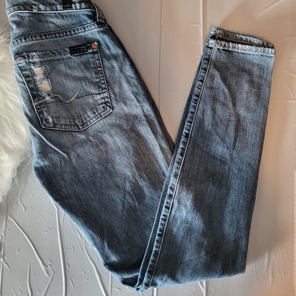 7 For all mankind Women skinny Jeans ,  distressed,  Size 27x30 - Picture 1 of 6